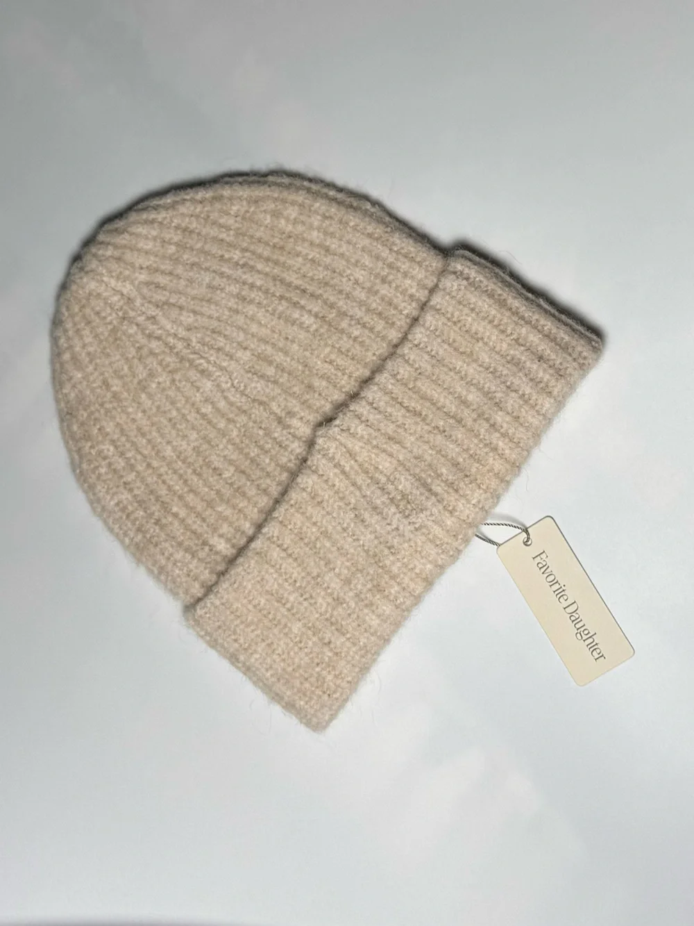 Favorite Daughter Womans Beige Ribbed Folded Cuff Beanie
